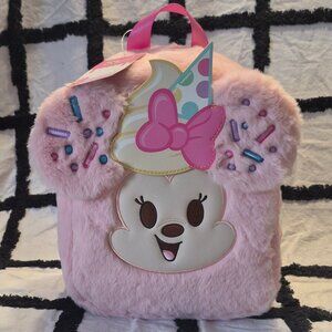 NEW Disney Munchlings Minnie Mouse Cupcake Mini Faux Fur Pink Backpack Purse